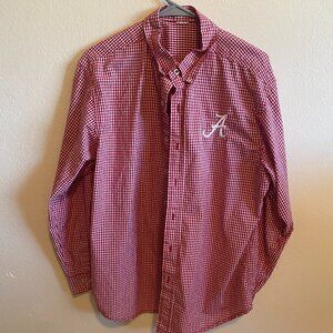 Alabama Roll Tide Gingham Button Up Shirt Size M
